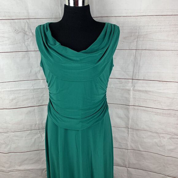 Kasper Dress Gown Long Draped Maxi Green Party 8 Stretch Wedding Romantic Greek - Picture 9 of 16